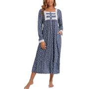 Rubehoow Plus Size Women's Cotton Vintage Button Down Nightdress Long Victorian Style Nightshirt (White Floral,2XL)