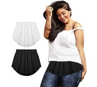 Rubehoow Women's Adjustable Layering Fake Tops Lower Sweep Unisex Lower Sweep Mini Shirt Extender (0147,B&W,L)