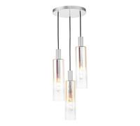 Ruben 3 Light Cluster Pendant Satin Silver And Ribbed Iridised Glass
