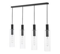 Ruben 4 Light Bar Pendant Satin Black And Ribbed Glass