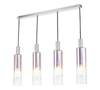 Ruben 4 Light Bar Pendant Satin Silver And Ribbed Iridised Glass