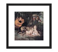 Rubens Romulus Remus Roman Myth Painting 8X8 Inch Square Wooden Framed Wall Art Print Picture with Mount Artery8 Black One Size
