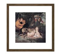 Rubens Romulus Remus Roman Myth Painting 8X8 Inch Square Wooden Framed Wall Art Print Picture with Mount Artery8 Brown One Size