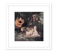 Rubens Romulus Remus Roman Myth Painting 8X8 Inch Square Wooden Framed Wall Art Print Picture with Mount Artery8 White One Size