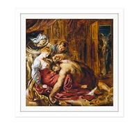Rubens Samson And Delilah Square Wooden Framed Wall Art Print Picture 16X16 Inch