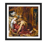 Rubens Samson And Delilah Square Wooden Framed Wall Art Print Picture 16X16 Inch