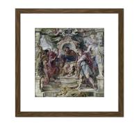 Rubens The Wrath Of Achilles Painting 8X8 Inch Square Wooden Framed Wall Art Print Picture with Mount Artery8 Brown One Size