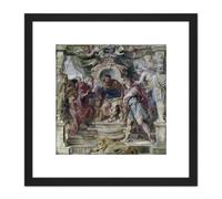 Rubens The Wrath Of Achilles Painting 8X8 Inch Square Wooden Framed Wall Art Print Picture with Mount Artery8 Black One Size