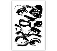 Rubeoxn Vintage Funky Black And White Canvas Wall Art 70s Quirky Girly Eyes Lips Room Aesthetics Poster Preppy Aesthetic Abstract Prints Trendy Downtown Girl Room Wall Decor 12x16in Unframed