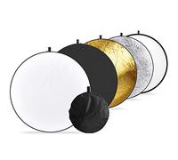 Ruberg 5-in-1 Folding Reflector Portable 60 cm / 80 cm Round Light Reflector in White Gold Silver White Black and Transparent for Studio Photo Diffuser 80cm