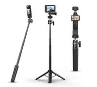 rubesee Mini Tripod for Gopro Camera - 24.61" Extendable with 5 Levels Adjustment 360° Ball Head 1/4" Screw, Portable Vlog Handle Grip Desktop Tripod for GoPro DJI OSMO Action Camera