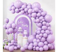 RUBFAC 154pcs Pastel Purple Balloon Different Sizes 18 12 10 5 Inches Light Purple Lavender Balloons Garland Arch Kith for Engagements Anniversary Birthday Wedding Baby Shower Party Decoration