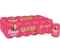 Rubicon 24 Pack Sparkling Guava Flavoured Fizzy Drink with Real Fruit Juice, Handpicked Fruits for a Temptingly Intense Taste "Made of Different Stuff" - 24 x 330ml Cans by Kandy Collection