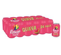 Rubicon 24 Pack Sparkling Guava Flavoured Fizzy Drink with Real Fruit Juice, Handpicked Fruits for a Temptingly Intense Taste "Made of Different Stuff" - 24 x 330ml Cans