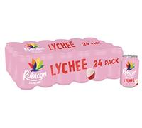 Rubicon 24 Pack Sparkling Lychee Flavoured Fizzy Drink with Real Fruit Juice, Handpicked Fruits for a Temptingly Intense Taste "Made of Different Stuff" - 24 x 330ml Cans (packaging may vary)