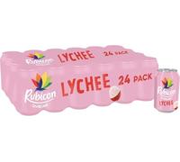 Rubicon 24 Pack Sparkling Lychee Flavoured Fizzy Drink with Real Fruit Juice, Handpicked Fruits for a Temptingly Intense Taste "Made of Different Stuff" - 24 x 330ml Cans (packaging may vary) by Kandy