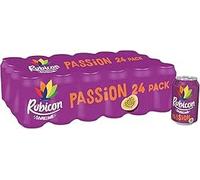 Rubicon 24 Pack Sparkling Passion Flavoured Fizzy Drink with Real Fruit Juice, Handpicked Fruits for a Temptingly Intense Taste "Made of Different Stuff" - 24 x 330ml Cans by SHOP4LESS