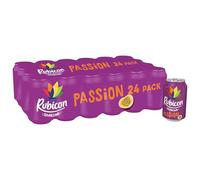 Rubicon 24 Pack Sparkling Passion Flavoured Fizzy Drink with Real Fruit Juice, Handpicked Fruits for a Temptingly Intense Taste "Made of Different Stuff" - 24 x 330ml Cans