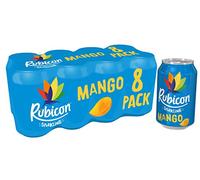 Rubicon 8 Pack Sparkling Mango Flavoured Fizzy Drink with Real Fruit Juice, Handpicked Fruits for a Temptingly Intense Taste "Made of Different Stuff" - 8 x 330ml Cans