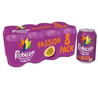 Rubicon 8 Pack Sparkling Passion Flavoured Fizzy Drink with Real Fruit Juice, Handpicked Fruits for a Temptingly Intense Taste "Made of Different Stuff" - 8 x 330ml Cans