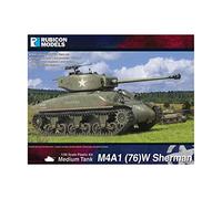 Rubicon Models M4A1(76)W Sherman LH 1/56 Scale Unpainted Plastic Model Kit, Includes Both Early & Late Production T23 Turret and Tank Crew Figures, Not Foldable, Suitable for Teens and Adults