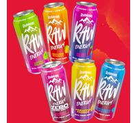 Rubicon RAW 12 Pack Cherry 500ml Energy Drink, Made with Real Fruit Juice, High caffeine with B-Vitamins, Ginseng & Guarana, No Artificial Colours or