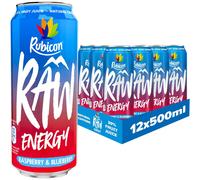 Rubicon RAW 12Pack Raspberry & Blueberry 500ml Energy Drink 20% Real Fruit Juice B-Vitamins No Artificial Colours or Flavours Tiredness & Boost Energy