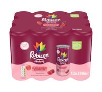 Rubicon Spring 12 Pack Black Cherry Raspberry, Sparkling Spring Water with Real Fruit Juice & Natural Flavours, , Only 9 Calories - 12 x 330ml Multipack Cans