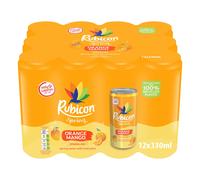 Rubicon Spring 12 Pack Orange Mango, Sparkling Spring Water with Real Fruit Juice & Natural Flavours, Only 9 Calories - 12 x 330ml Multipack Cans