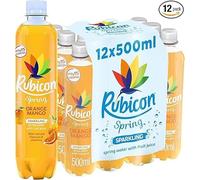 Rubicon Spring 12 Pack Orange Mango, Sparkling Spring Water with Real Fruit Juice & Natural Flavours, Only 15 Calories - 12 x 500ml Multipack Bottles