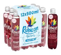 RUBICON Spring Black Cherry Raspberry | 12 x 500ml Bottles | Flavoured Sparkling Spring Water, 15 Calories or Less per bottle | Make the Unboring Choi