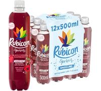 Rubicon Spring Black Cherry Raspberry Sparkling Water, Real Fruit Juice, 500ml Bottles, Pack of 12