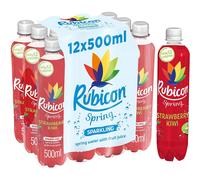 RUBICON Spring Strawberry Kiwi | 12 x 500ml Bottles | Flavoured Sparkling Spring Water, 15 Calories or Less per bottle | Make the Unboring Choice