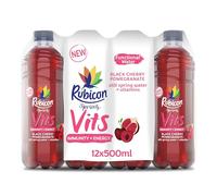 Rubicon Spring Vits Black Cherry Pomegranate Still Vitamin Water - 15 Calories per bottle for healthy hydration - Drinks Multipack 12 x 500ml Bottles
