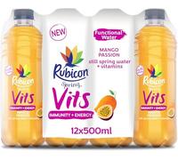 Rubicon Spring Vits Mango Passion Still Vitamin Water - 15 Calories per bottle for healthy hydration - Drinks Multipack 12 x 500ml Bottles