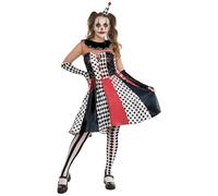 Rubies Monochrome Clown Dress Women's Fancy Dress Costume