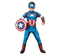 Rubie's 301736M Captain America Deluxe Kids Fancy Dress, Boys, Multicolour, 9-10 Years Halloween