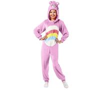 Rubies 702763L000 Care Cheer Bear Comfy-wear Hooded Costume Jumpsuit Adult Sized, Women, Cartoon, Multi, 16-18 Halloween Halloween