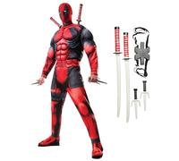 Rubies 810109BDLSTD000 Deadpool Deluxe Adult Fancy Dress, Men, Cartoon, Multi, STD Halloween