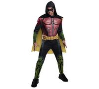 Rubies 884822 Dc Comics Batman: Arkham City Deluxe Muscle Chest Robin Costume Adult Sized, Multicolor, Small