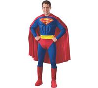 Rubies 888016 Dc Comics Deluxe Superman Muscle Chest Costume Jumpsuit With Attached Cape Adult Sized, Shown, XL