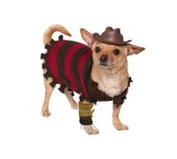 Rubie's unisex adult Costume, Official Rubie s A Nightmare on Elm Street Freddy Krueger Halloween Pet Dog Costume Size Medium, Multicolor, M UK