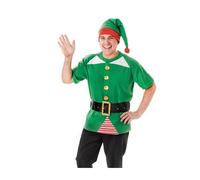 Rubies Adult Elf Santa Helper Costume with Hat Belt and Booties Red Green
