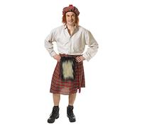 Authentic Red Tartan Scots Kilt & Hat Costume Set for Adults - Perfect for Festivals, Costume Parties, World Book Day, Cosplay, & More Halloween Halloween