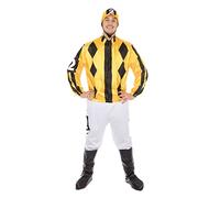 Rubies Black, White, & Yellow Jockey Costume for Adults, Extra Large (1 Set) - Stylish Design, Perfect for Sports & Games, Themed Parties, Events, & More Halloween Halloween