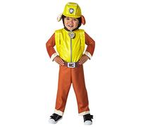 Rubies Child's Paw Patrol Rubble Costume Jumpsuit, Headpiece, and Pup-Pack for Themed Parties and Halloween, Small
