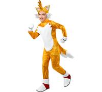Boys Sonic Tails Sega Cosplay Gaming Jumpsuit Fancy Dress Deluxe Kids Costume