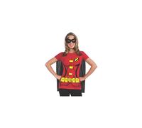 Rubies Costume DC Comics Womens Robin T-Shirt With Cape And Eye Mask, Red, X-Large