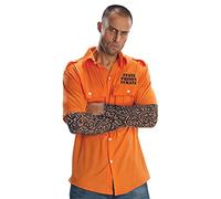 Rubies Costume Prisoner Shirt with Tattoo Sleeves Costume, Orange/Evening Red in Sunset Chevron Pattern, One Size