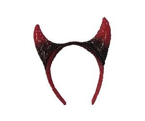 Rubies Devil Horns Headband Costume Accessory Black and Red Adult Unisex | Easy to wear with secure headband design-ideal for Halloween, hen dos, stag parties and fancy dress events